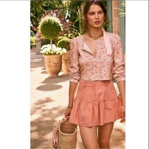 LoveShackFancy Dock mini Skirt in Tuscany mauve dust Pink size 4
